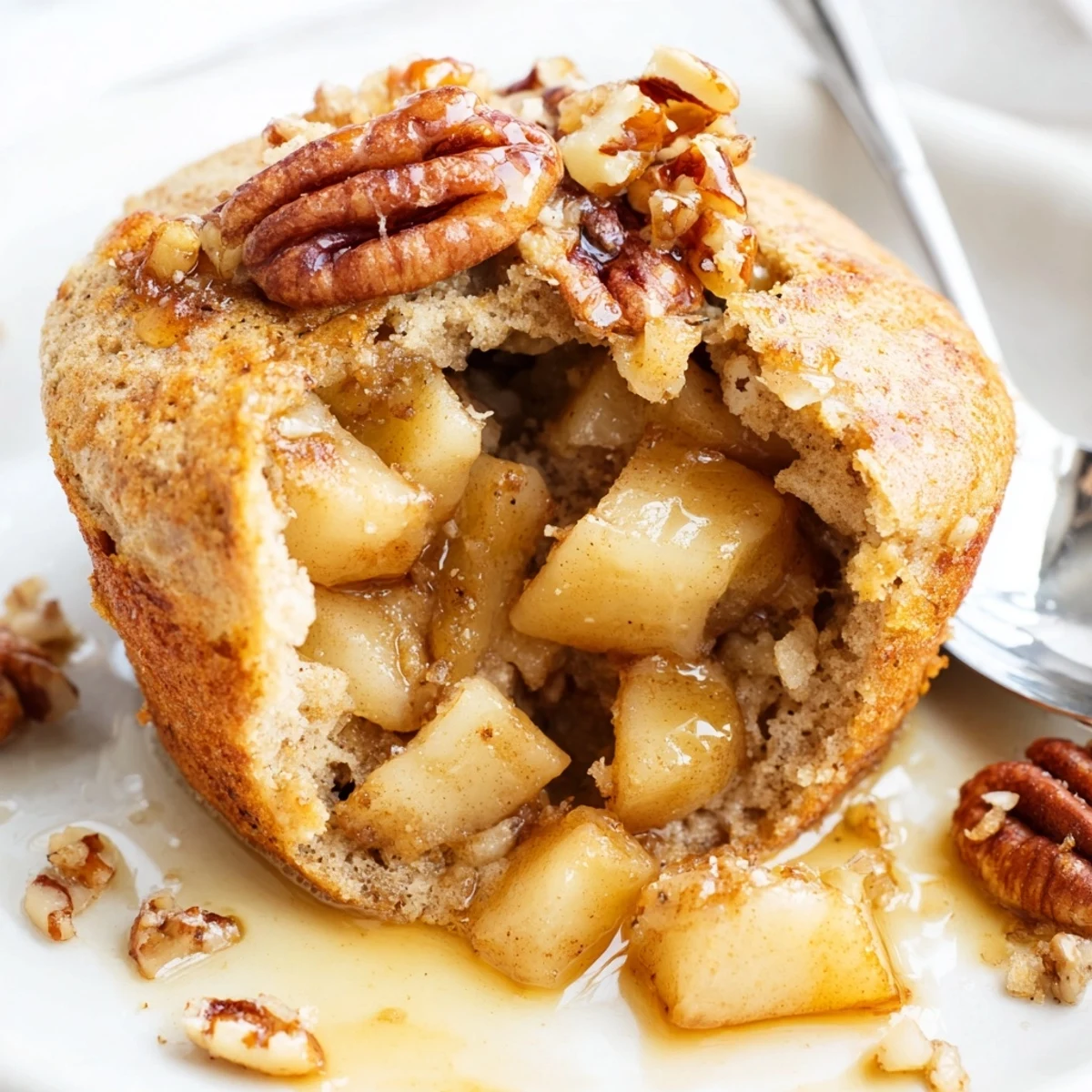 Handheld pancake muffins bursting with caramelized apple flavors and a hint of ginger.  