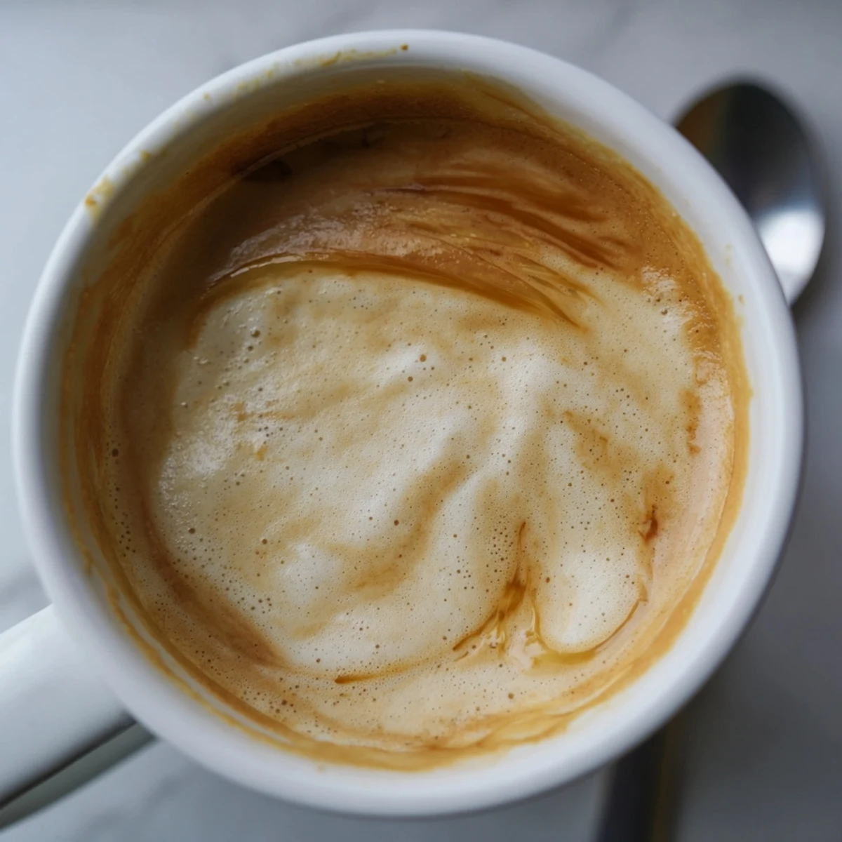 Savory Onion Latte topped with creamy frothed milk and caramelized onions.  