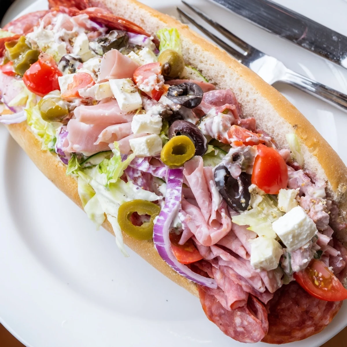 Delectable Flavor Mash-Up Sandwich showcasing vibrant ingredients and hearty Italian flavors.  