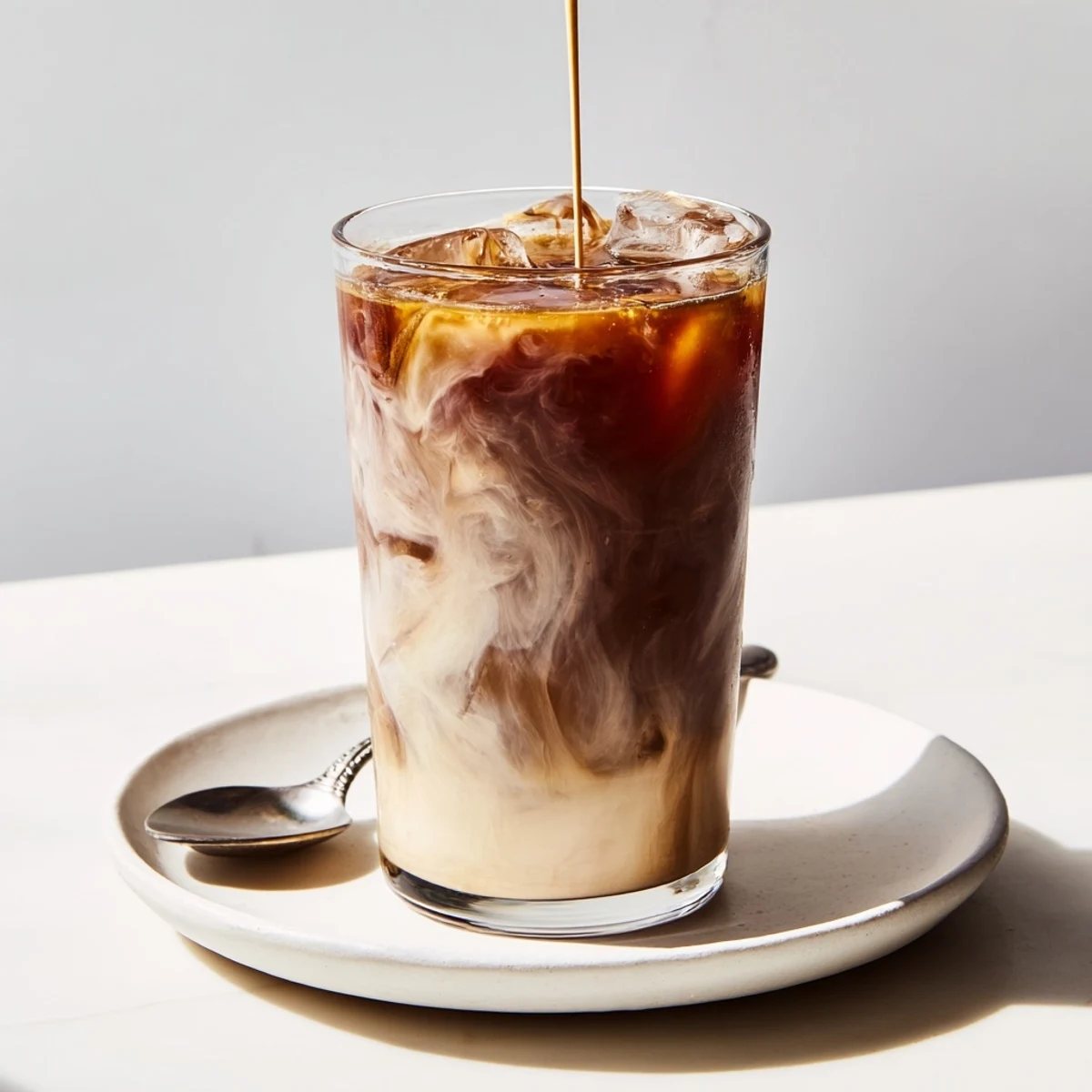 Refreshing tahini iced coffee blend topped with almond milk and sweetness.  