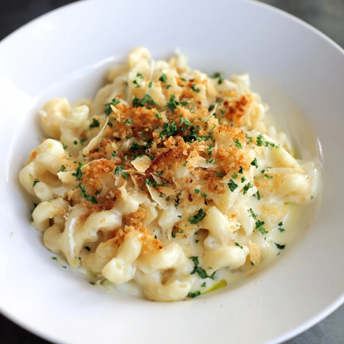 Rich and creamy Truffle Macaroni & Cheese; imagine the aroma of truffle and melted cheese.