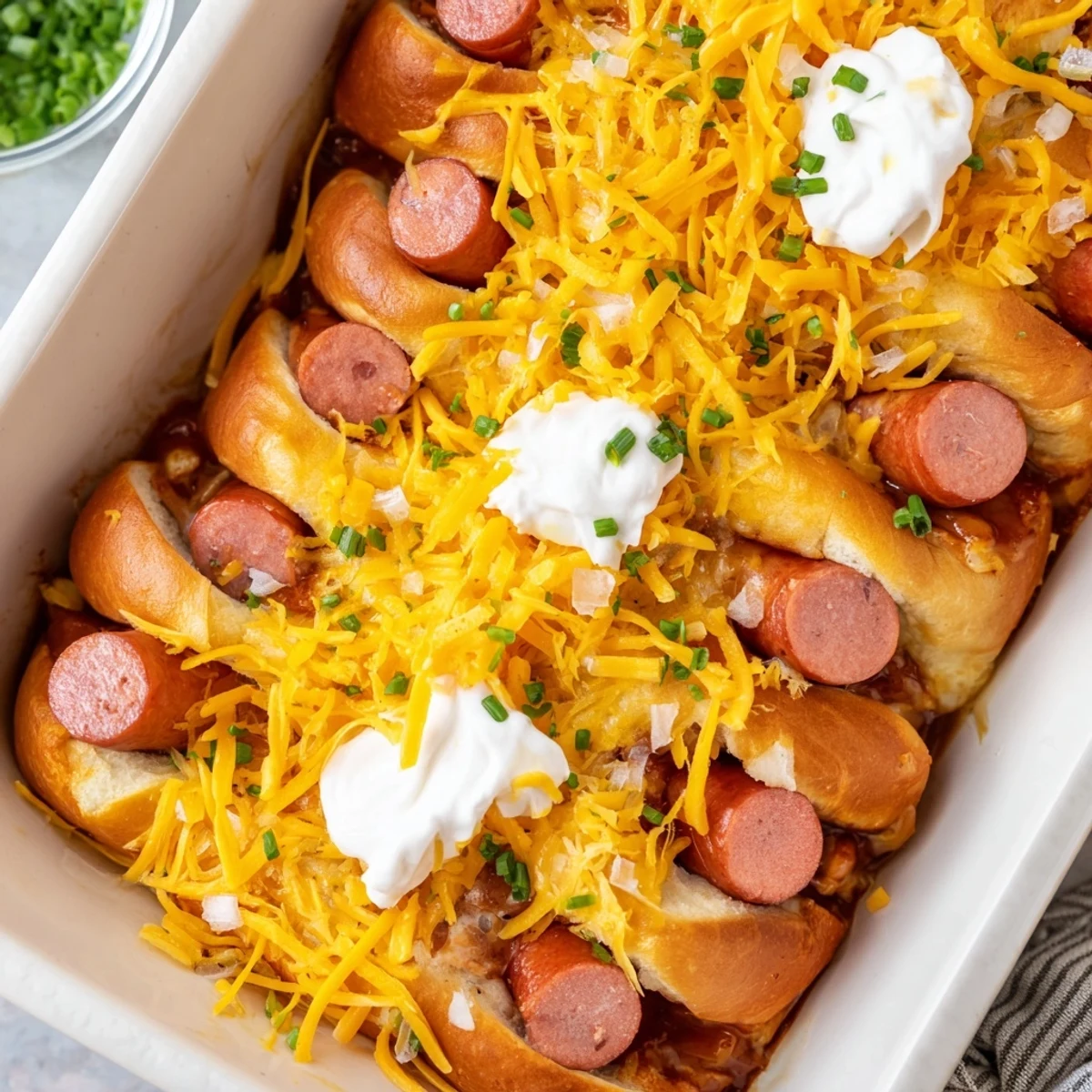 Chili Dog Cheesy Bake