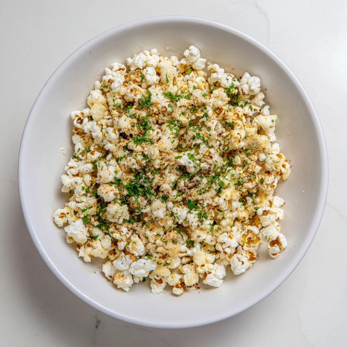 Golden, savory popcorn mixes with Parmesan cheese, perfect for a movie night snack board.
