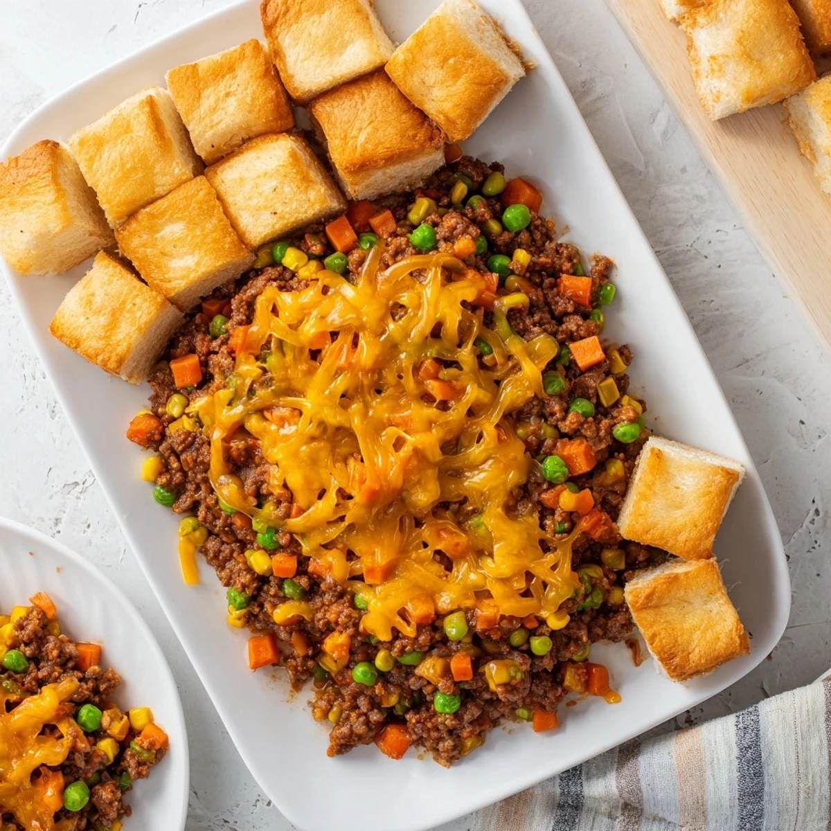 Delicious, home-cooked 5-Ingredient Sloppy Joe Casserole, featuring a hearty beef and bread base.