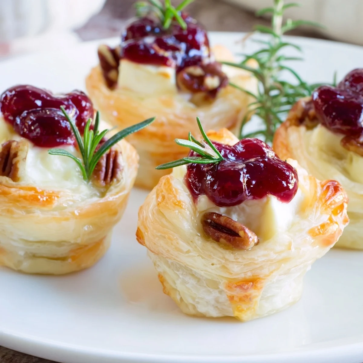 Warm, bubbling Express Cranberry Sauce Brie Bites offer a delicious mingling of sweet, savory flavors.