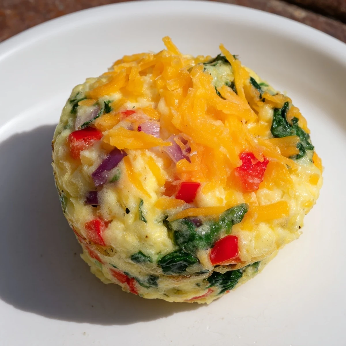 Golden, cheesy Easy Christmas Morning Egg Muffins with vibrant peppers and spinach, ready to enjoy.