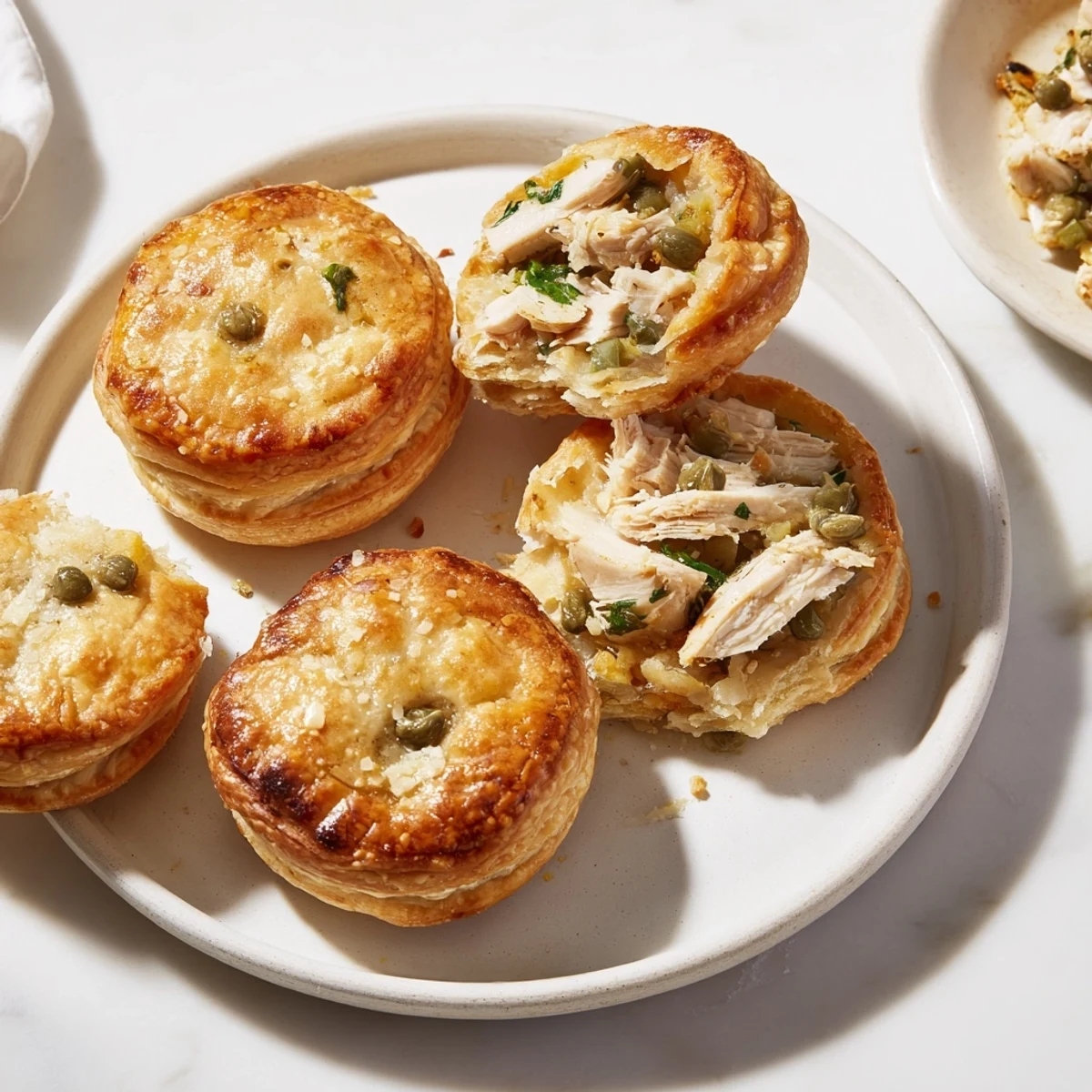 Golden Chicken Piccata Mini Hand Pies, with a flaky crust and savory, bright filling.