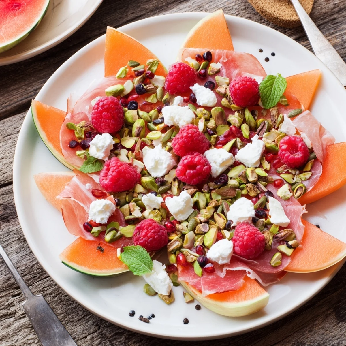 Fresh Watermelon Slice Charcuterie, a colorful appetizer with juicy watermelon, cheese, and crunchy nuts.