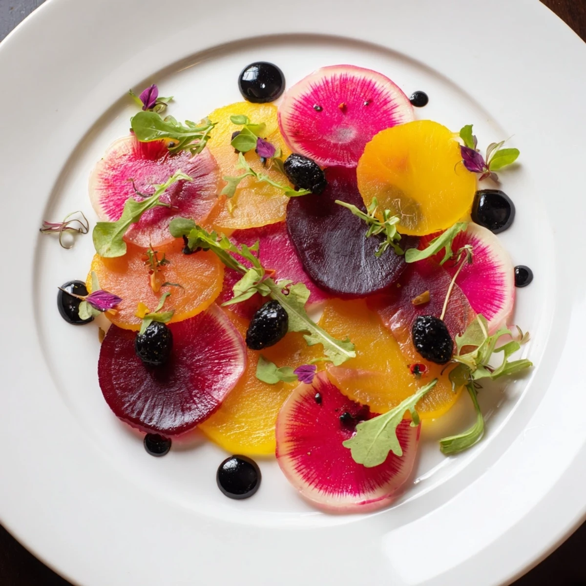 A visually stunning Shadow Play, featuring a dramatic arrangement of colorful vegetables and olives.