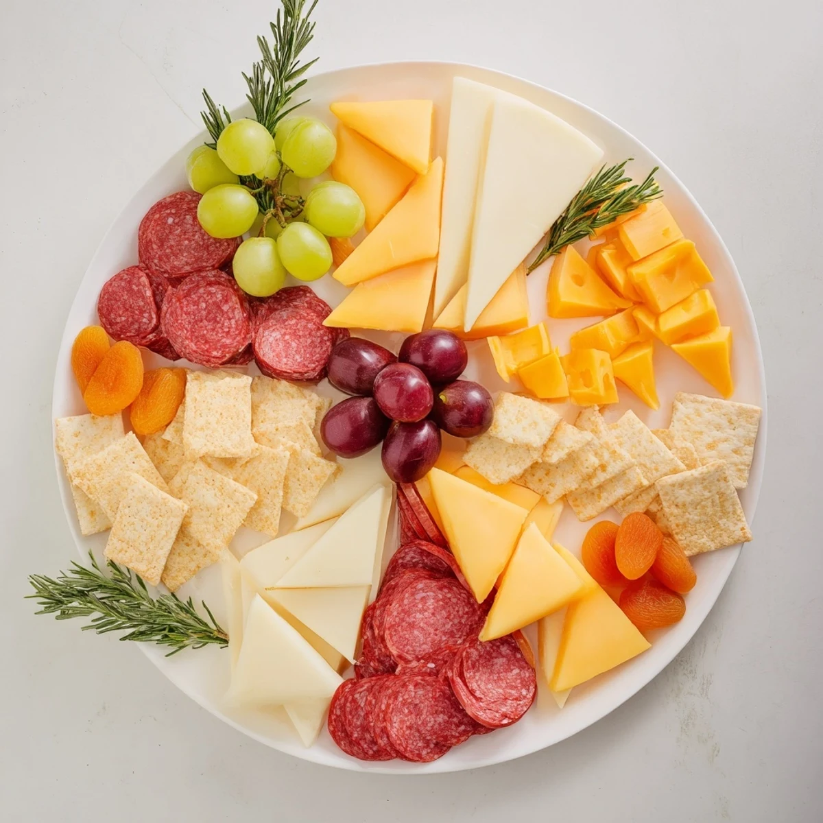 Geometric Gala charcuterie board, a visually stunning appetizer arranged with triangle cheeses and meats.