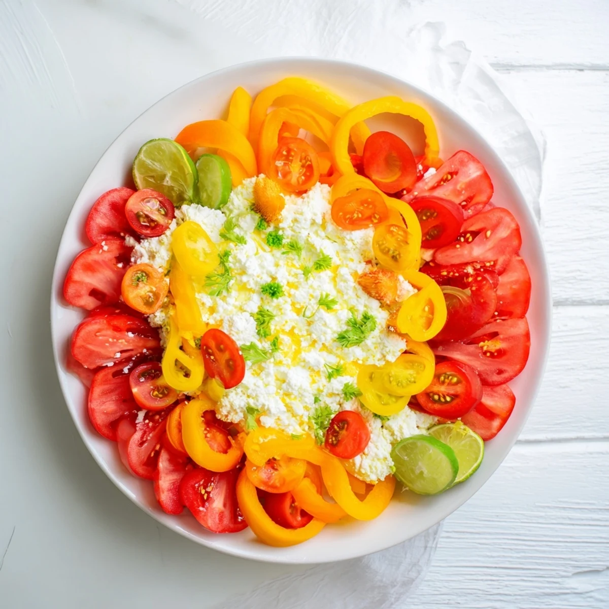 Imagine a stunning Prism Burst salad exploding with fresh ingredients, drizzled with a light lemon dressing.