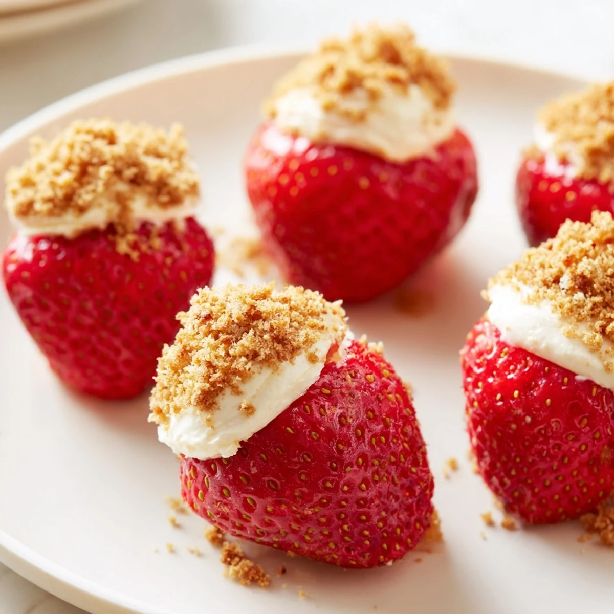 These luscious Cheesecake Stuffed Strawberries look incredibly appealing, perfect for a no-bake dessert.