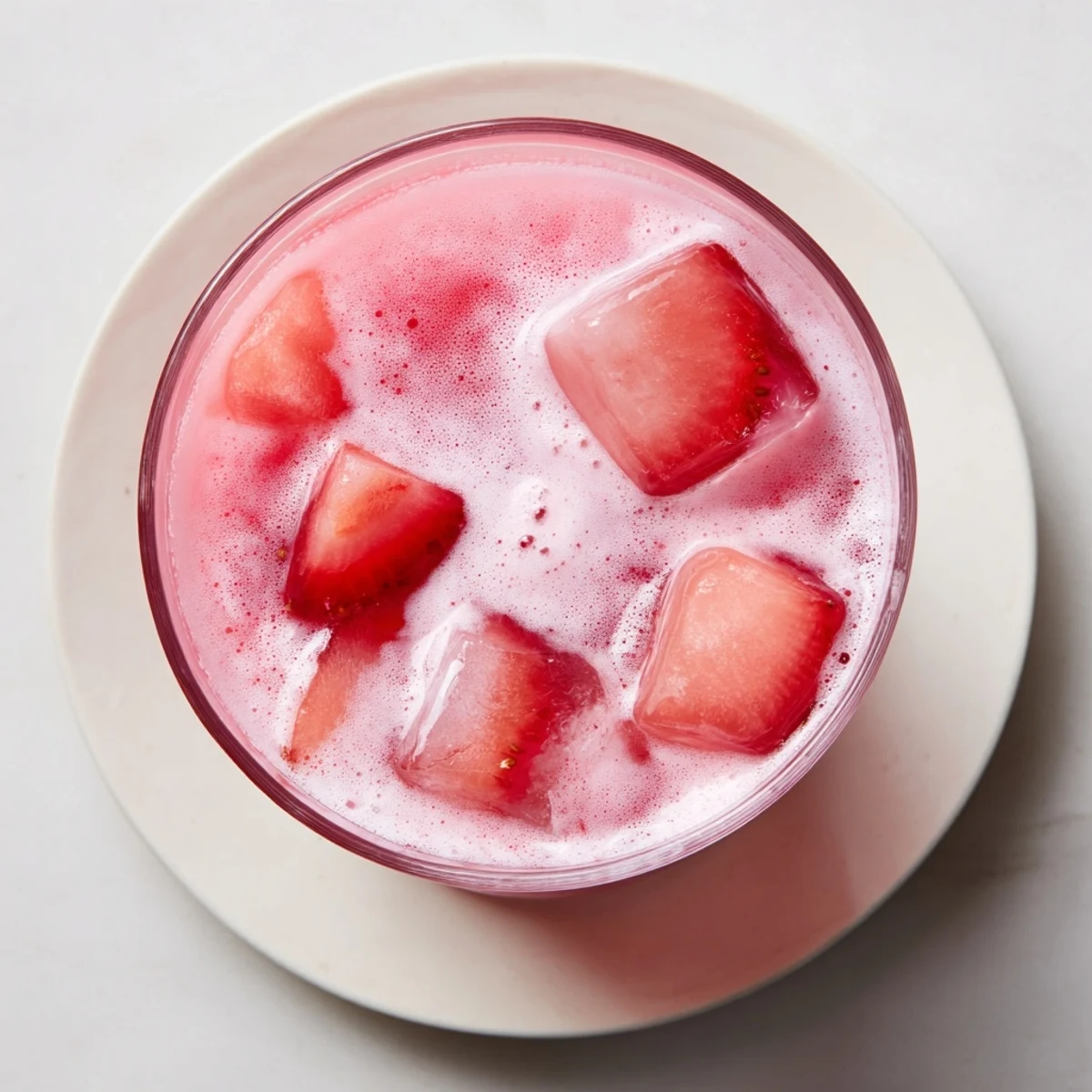 Copycat Pink Drink: A beautifully pink, layered drink with fresh strawberries and creamy coconut milk.