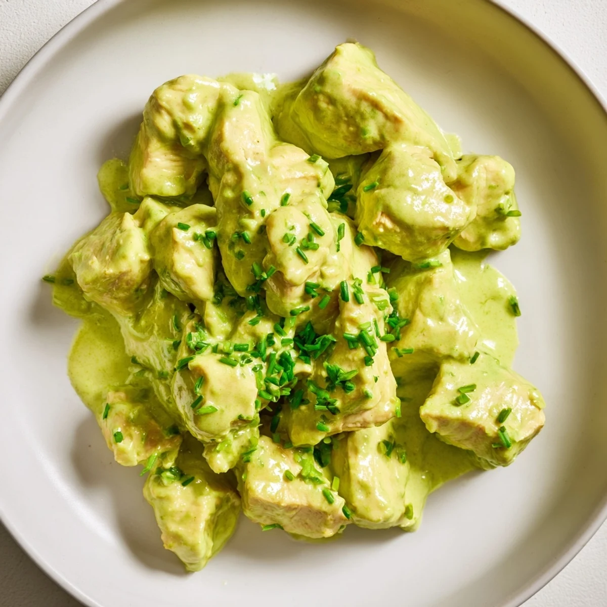 Freshly grilled chicken chunks tossed with crisp cucumbers and creamy avocado ranch dressing over mixed greens in a salad bowl.