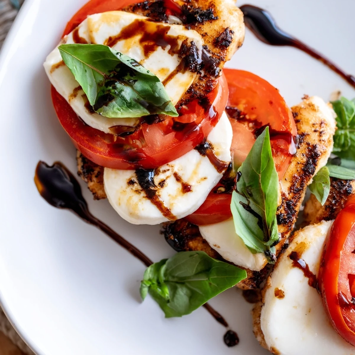 Served Caprese Chicken Skillet on a plate with a side salad, perfect for a gluten-free dinner.