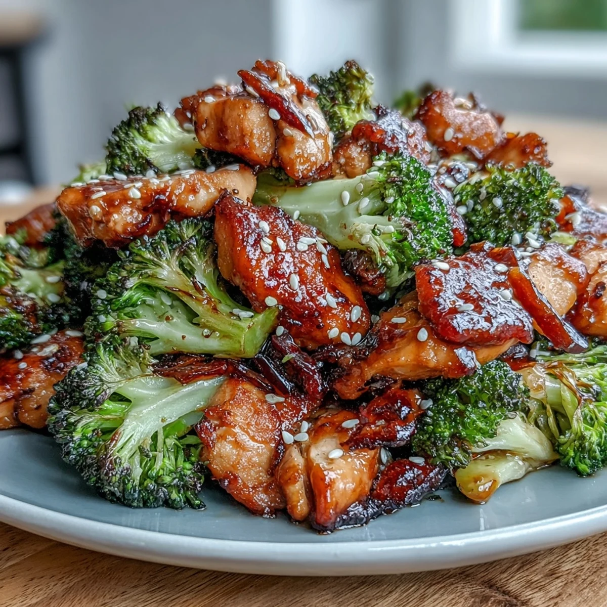 Tender chicken and broccoli baked on a sheet pan, drizzled with rich teriyaki sauce and served over steaming brown rice.