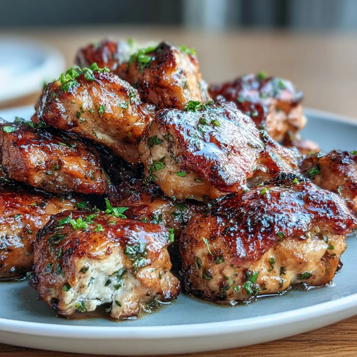 Cowboy Butter Chicken Bites sizzling in a skillet, coated in a rich, garlicky herb butter sauce.  