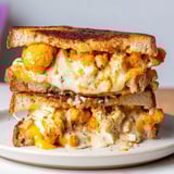 Spicy roasted Buffalo Cauliflower, cheddar, and mozzarella make this a flavorful grilled cheese.