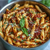 Delicious One-Pot Creamy Tomato Basil Pasta, steaming hot and ready to serve.
