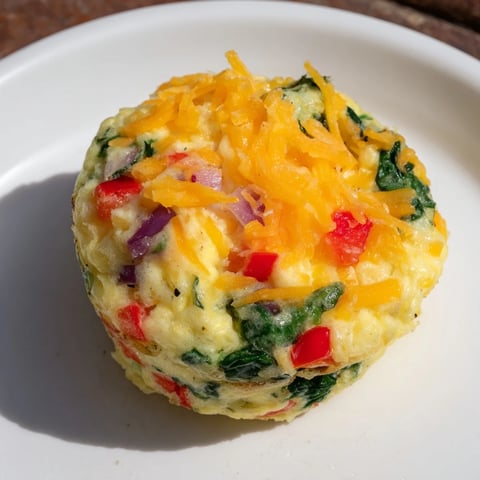 Golden, cheesy Easy Christmas Morning Egg Muffins with vibrant peppers and spinach, ready to enjoy.