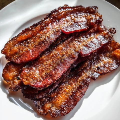 Crispy Snoop Dogg Billionaire Bacon with a glistening, caramelized brown sugar coating.
