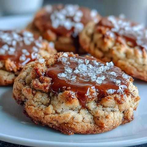 Freshly baked Hojicha Brown Butter Cookies with golden edges and a sprinkle of flaky sea salt.