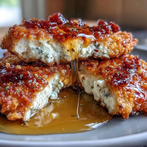 Crispy pan-fried chicken breasts topped with creamy feta and drizzled with spicy-sweet hot honey for a bold, irresistible main dish.