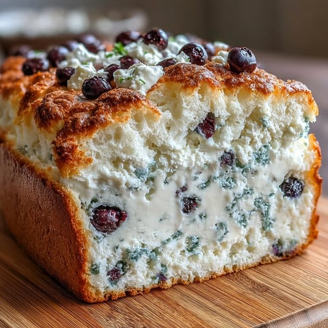 Fluffy cottage cheese blueberry cloud bread with golden edges and juicy berries.