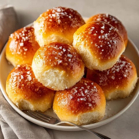 Warm, fluffy honey butter dinner rolls, perfect for dipping in your favorite holiday meal gravy.
