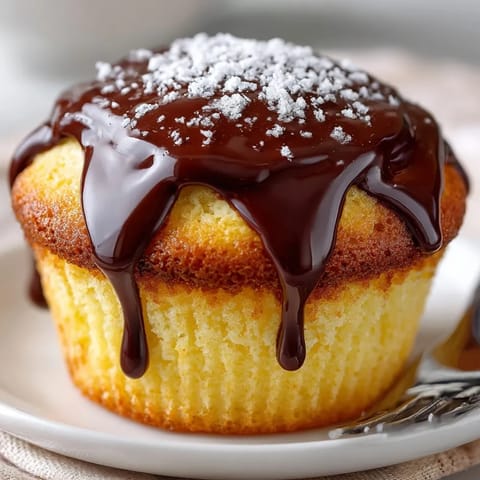 Freshly baked Boston Cream Pie Cupcakes bursting with rich pastry cream and silky chocolate glaze.