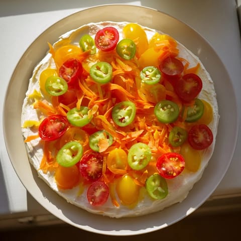 This delicious Prism Burst salad features beautiful rainbow layers with crisp textures and flavors combined.