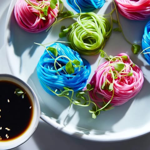 Neon Agar-Agar Noodle Clouds