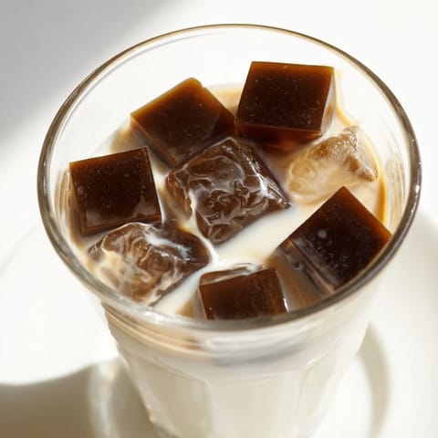 Cold and creamy Coffee Jelly Drink, a delightful Japanese-inspired beverage, ready to cool you down.