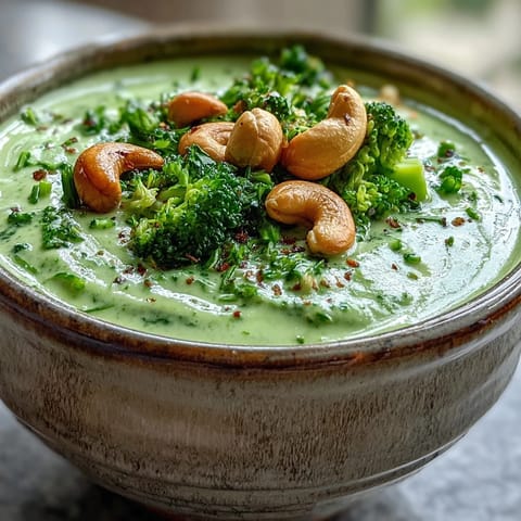 Vibrant Big Green Immunity-Boosting Vegetable Soup swirled, garnished with fresh greens.