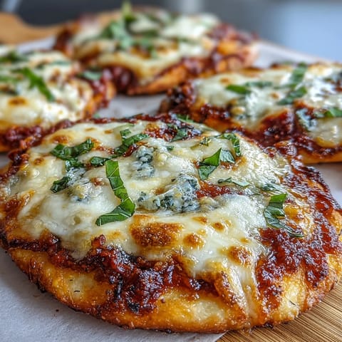 Golden, bubbly mozzarella melts over a crisp-edged naan base, generously brushed with aromatic garlic butter for a fragrant finish.