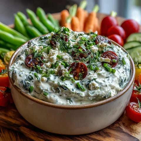 Vibrant spring vegetable platter with radishes, peas, and herb dip, perfect for a light appetizer or party snack.  