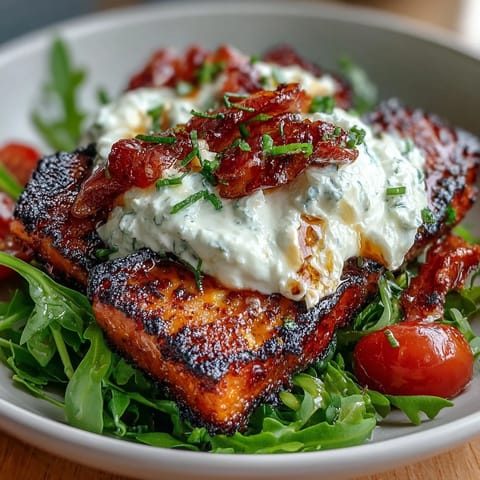 Arugula, burrata, and sweet grilled peaches combine for a refreshing summer salad with tangy balsamic drizzle.  