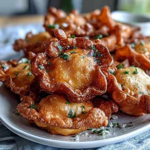 Golden dandelion fritters with crispy coating served alongside a creamy herb dipping sauce, perfect for a light appetizer or snack.