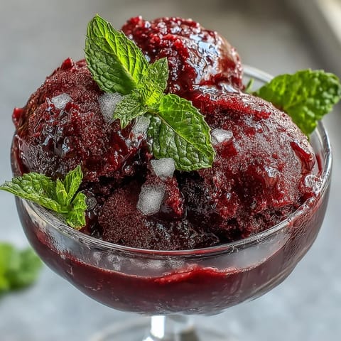 Frozen Grape Lime Sorbet: A vibrant, icy dessert with zesty lime swirls.