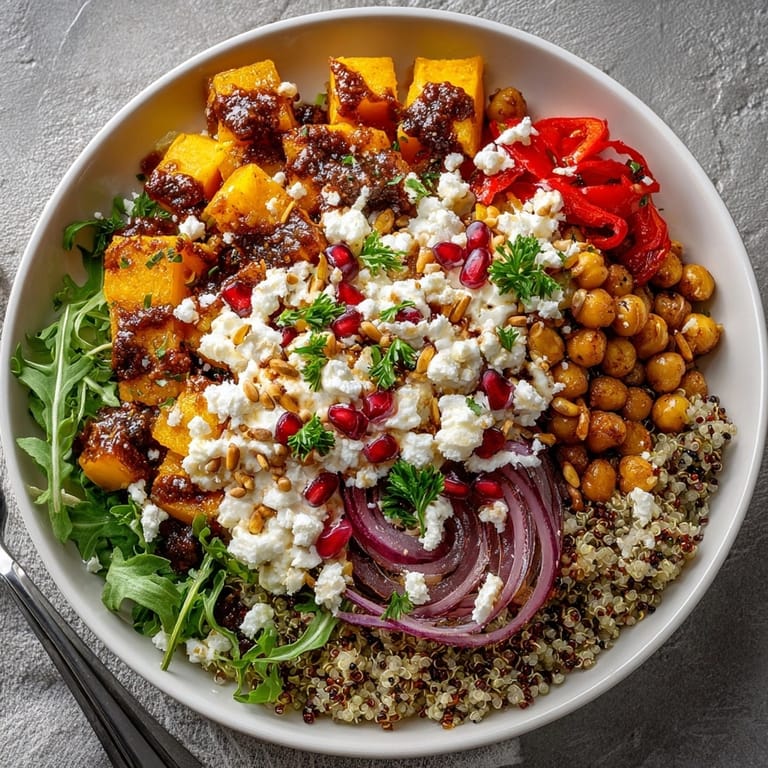 Hearty Winter Mediterranean Quinoa Bowl featuring warm quinoa, feta cheese, and fresh parsley for a cozy lunch