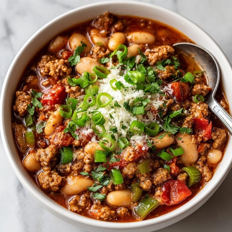 Savory, warm Turkey Chili with White Beans, a perfect quick and easy comfort food recipe.