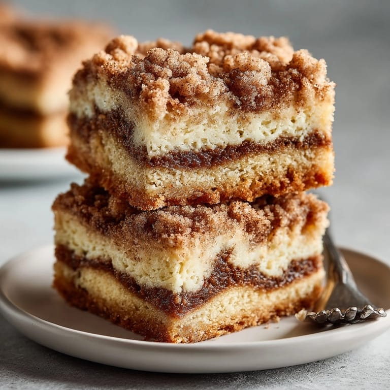 Close-up of moist Cinnamon Streusel Coffee Cake Bars, perfect for breakfast or cozy coffee breaks.