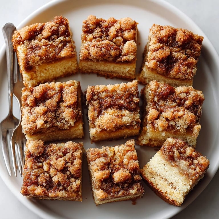 Freshly baked Cinnamon Streusel Coffee Cake Bars cooling on parchment, ready for serving at brunch.