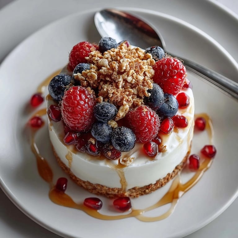 Fresh Pomegranate Yogurt Parfait with Granola served in a bowl, perfect for a healthy breakfast snack.