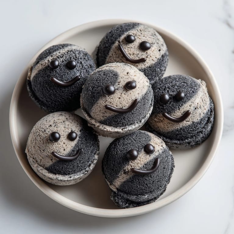 Roasted black sesame paste gives depth to this unique Black Sesame Ice Cream, garnished playfully.