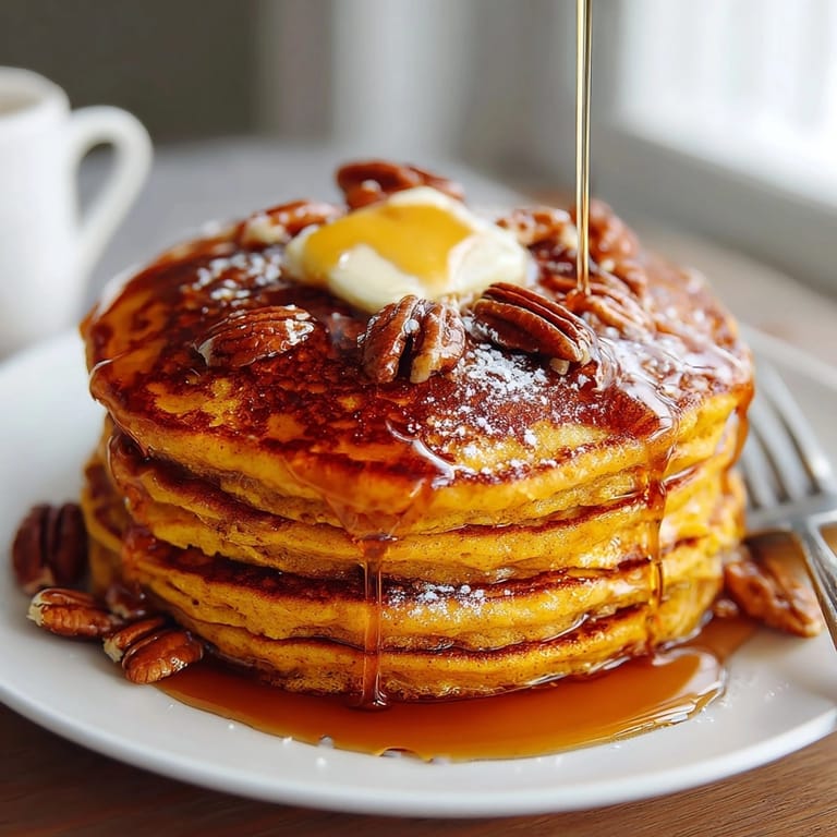 Homemade Pumpkin Spice Pancakes, fluffy and light, ready for a cozy and delicious fall breakfast.