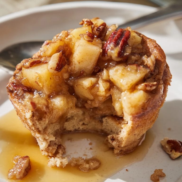 Delicious maple ginger caramel apple pancake muffins served warm, perfect for cozy breakfasts.