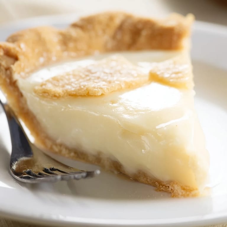 Delicate Water Pie featuring buttery crust and rich vanilla flavor, perfect for dessert.  