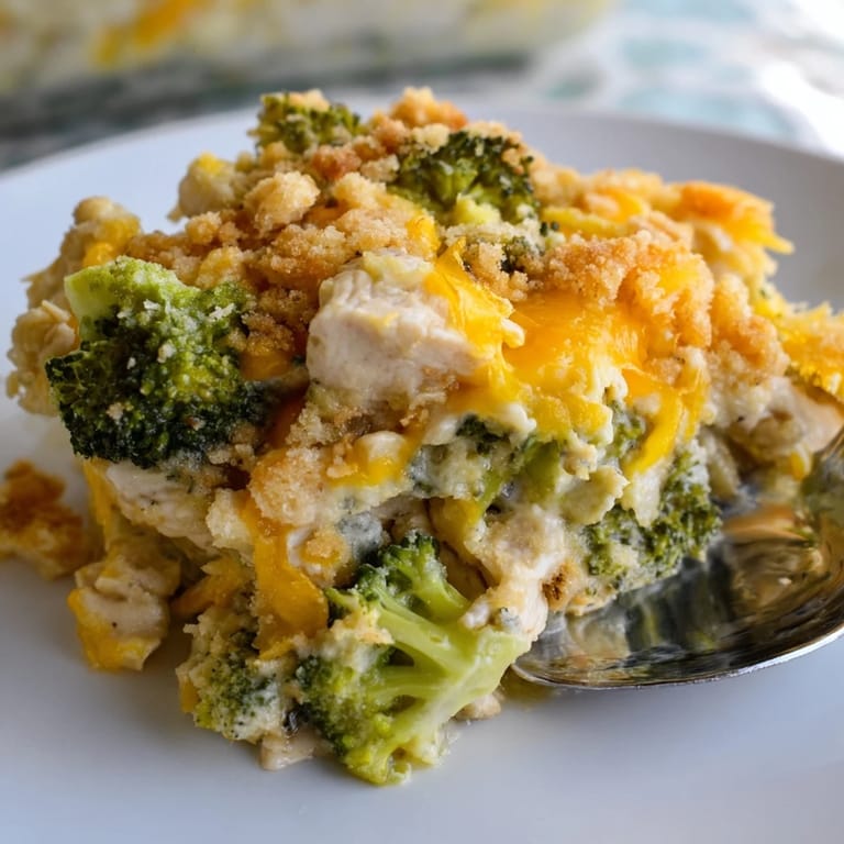 Savory Chicken & Broccoli Cheddar Bake, oozing with melted cheese and fresh flavors