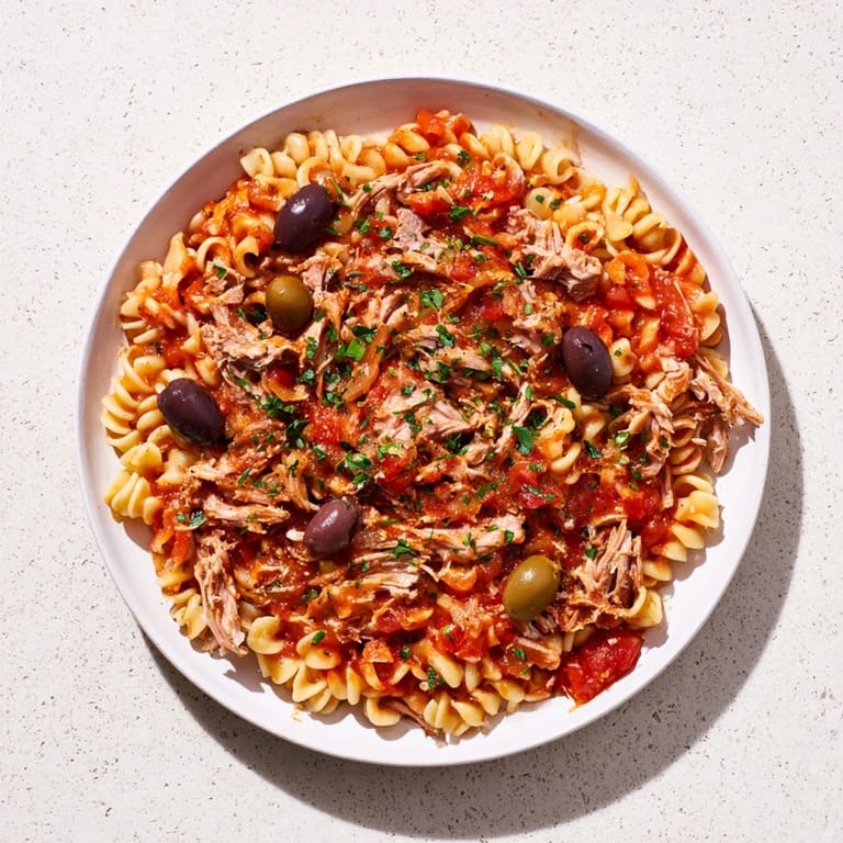 Freshly plated Puttanesca Ditalini, a vibrant and savory pasta, perfect for a cozy weeknight dinner.